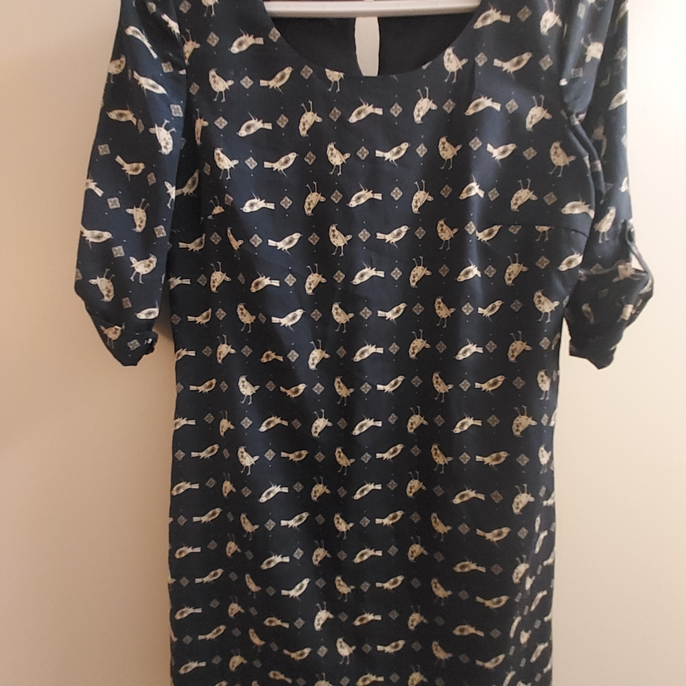 Lily Rose Navy Dress with Bird Pattern